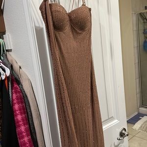 Brown Party Dress with stones